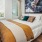 a bedroom with a large bed