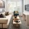 a living room with a large television